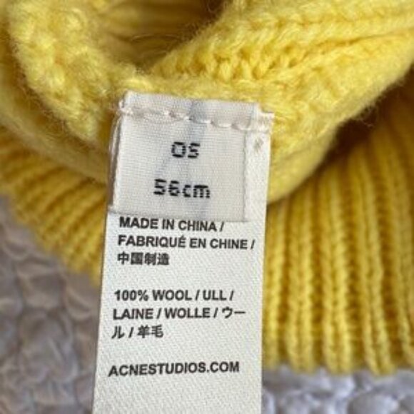 Acne Yellow Ribbed Knit Beanie - Picture 4 of 4